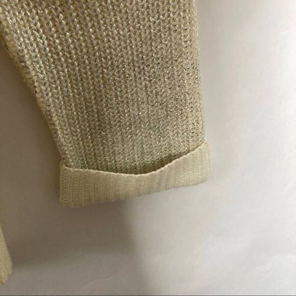 Chico's NWT Wms M Ivory Mixed Foil Melanie Pullover Shimmer Mock Neck Sweater - Picture 6 of 8